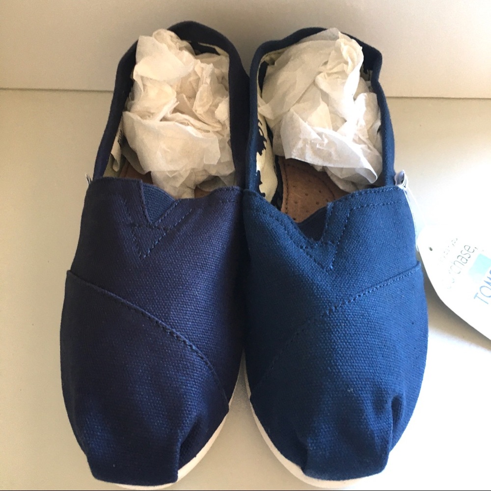 Toms Alpargata Navy Canvas Slip On Flats - Picture 7 of 9